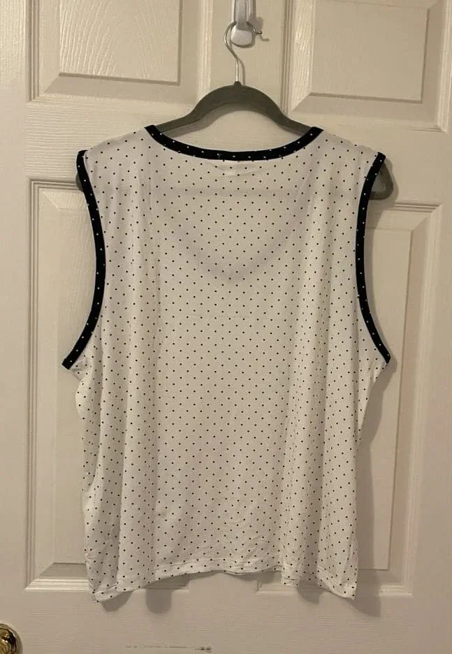 White&Blue Flora Nikrooz Women's Sleeveless Polka Dot Pajama Top image indicator(4)