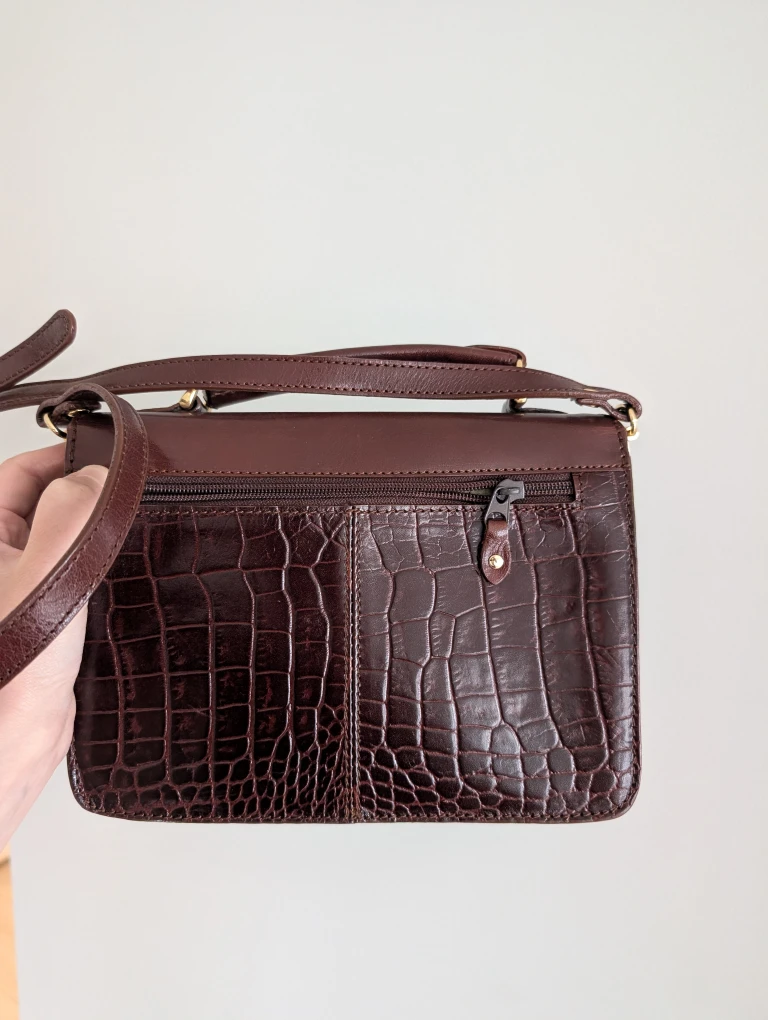 Burgundy Brown Leather Shoulder Purse - photo 2