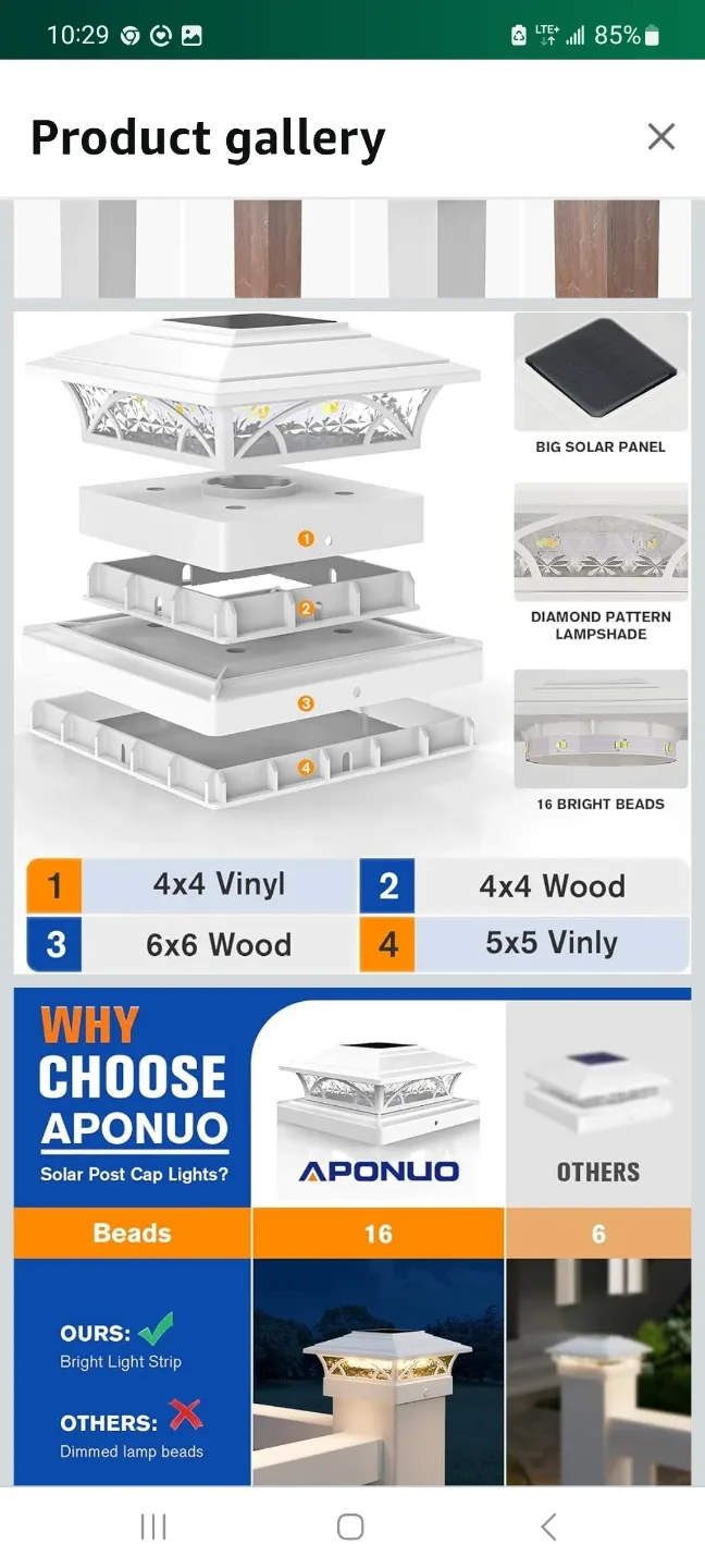 APONUO Fence Post Solar Lights - 12 Pack image indicator(6)
