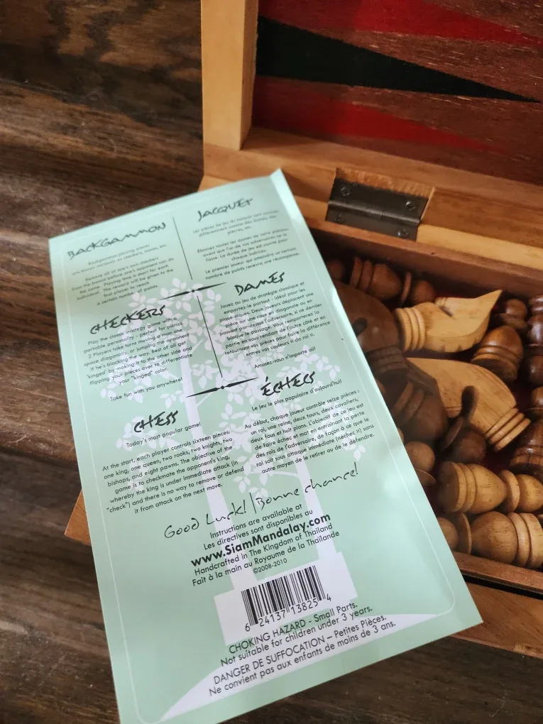 Wooden Chess, Checkers, Backgammon Set.New. image indicator(3)