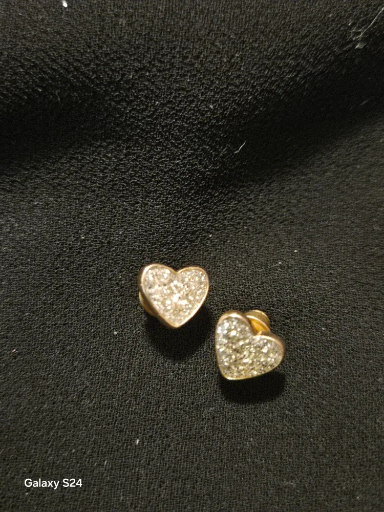 Heart Stud Earrings - Gold Tone
