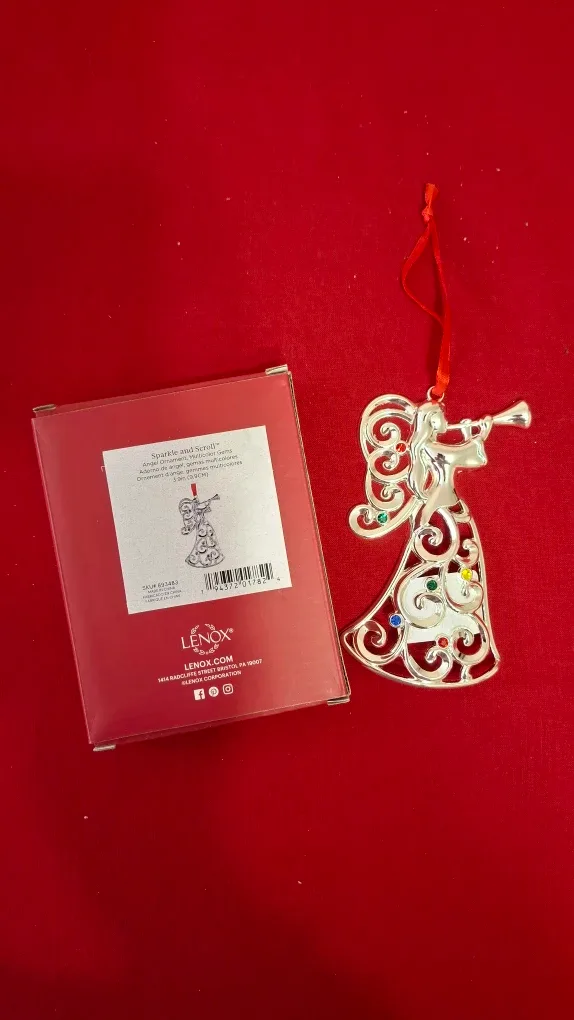 Lenox Sparkle and Scroll Angel Ornament image indicator(2)