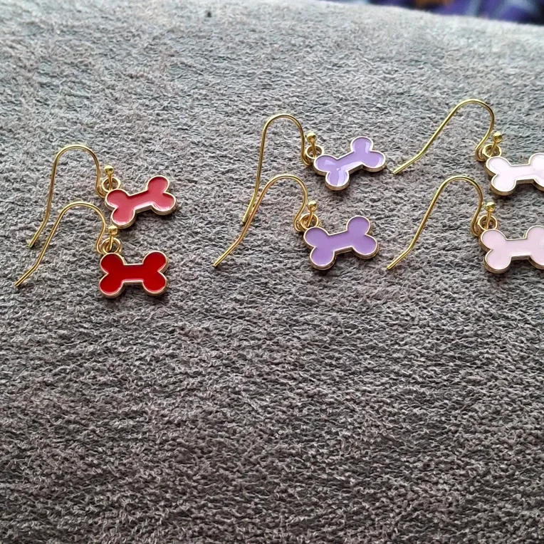 Dog Bone Earrings - Red, Pink, Purple image indicator(3)