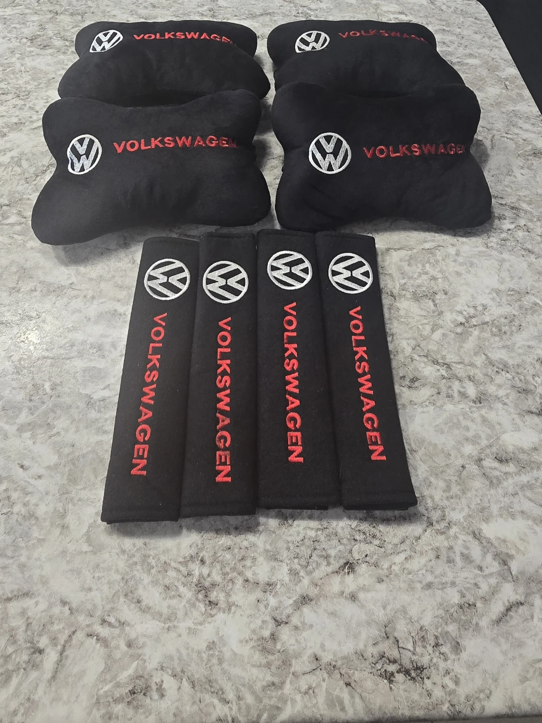 Volkswagen Car Neck Rest Pillow & Seatbelt Cover Set