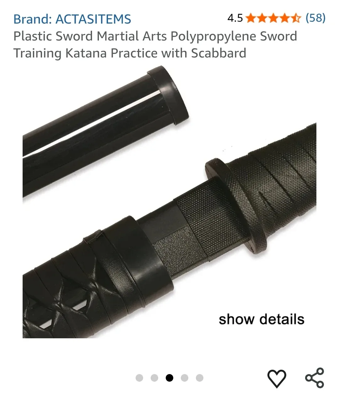 ACTASITEMS Plastic Sword Katana - Martial Arts Training image indicator(3)