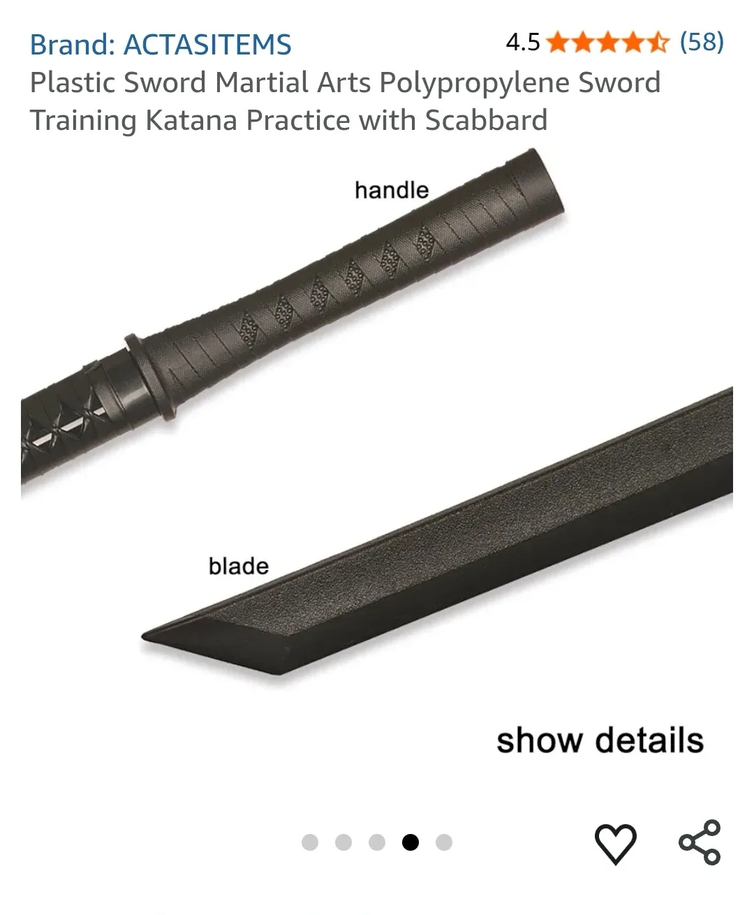 ACTASITEMS Plastic Sword Katana - Martial Arts Training image indicator(5)