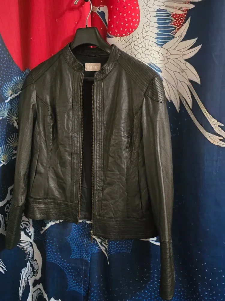 Planet Black EDGY Cool  Leather Jacket M #thriftypicks