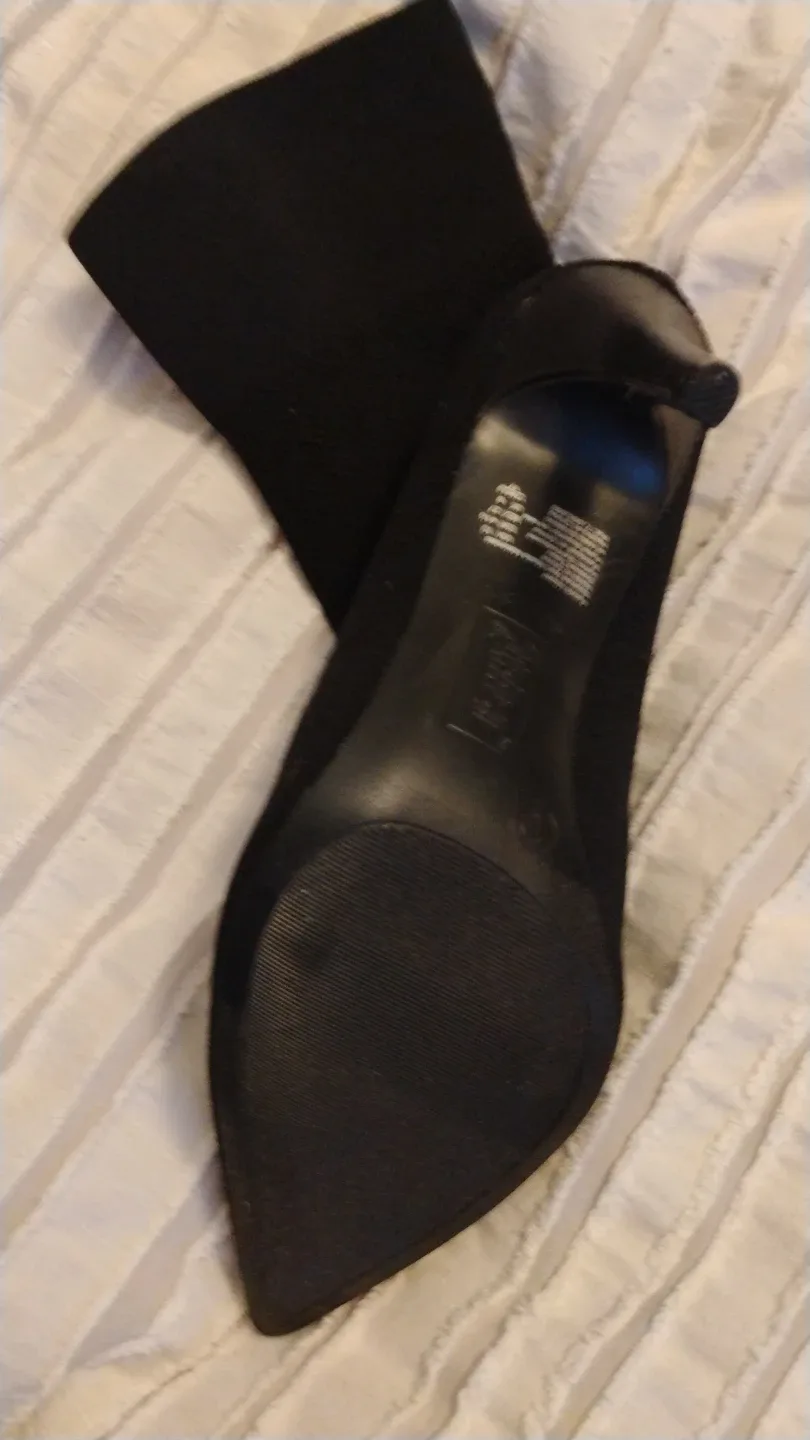 Black Sock Heeled Ankle Boots - Size 9