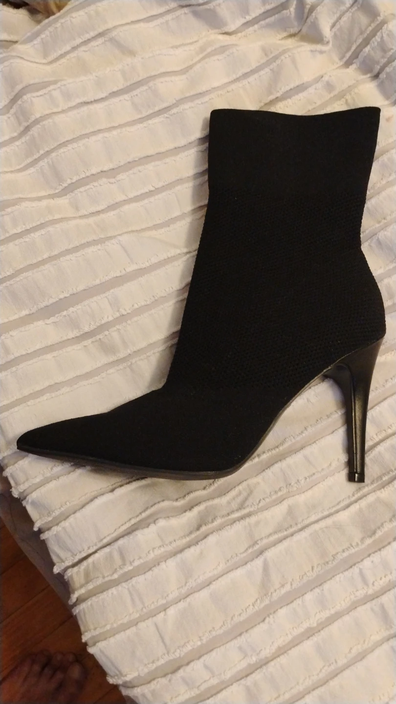 Black Sock Heeled Ankle Boots - Size 9 - photo 2