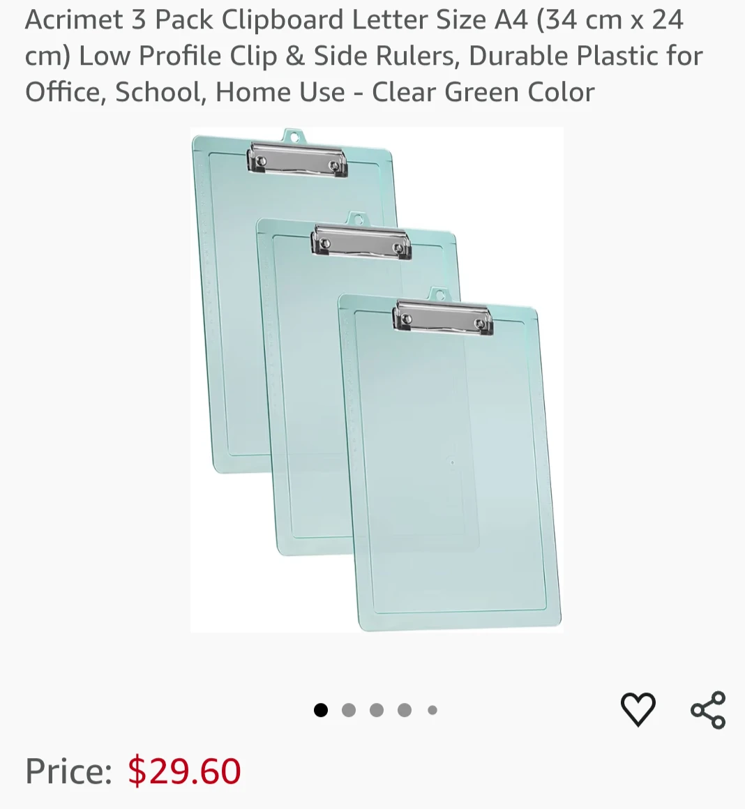 🥕Acrimet 3 Pack Clipboard - Clear Green
