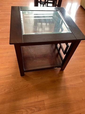Dark Brown Coffee Table with Glass Top and 2 side tables - photo 5