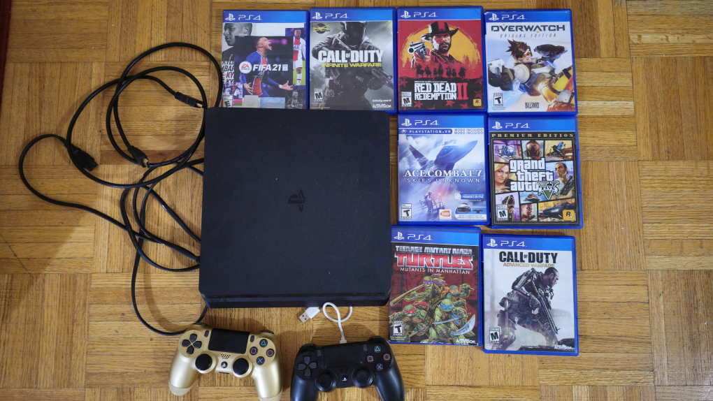 PlayStation 4 with Games and Controllers