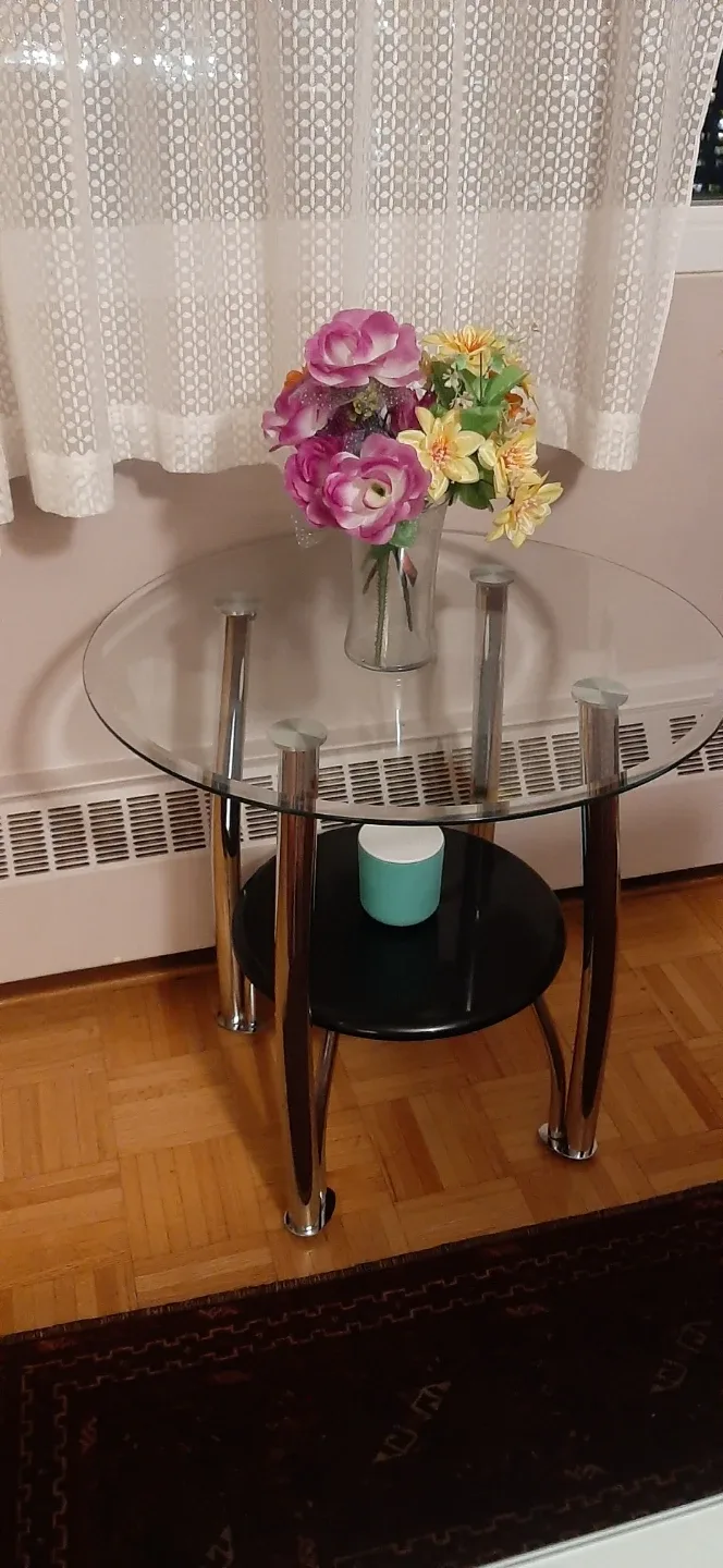 Glass Top Round Side Table