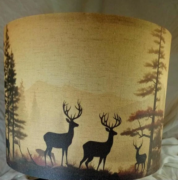 Lodge & Cabin Style Pine Tree and Stag Lampshades - photo 2