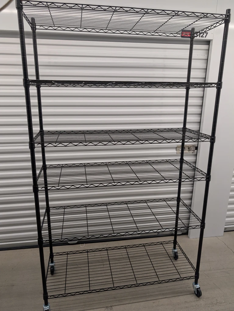 Black Wire Shelving Rack with Wheels