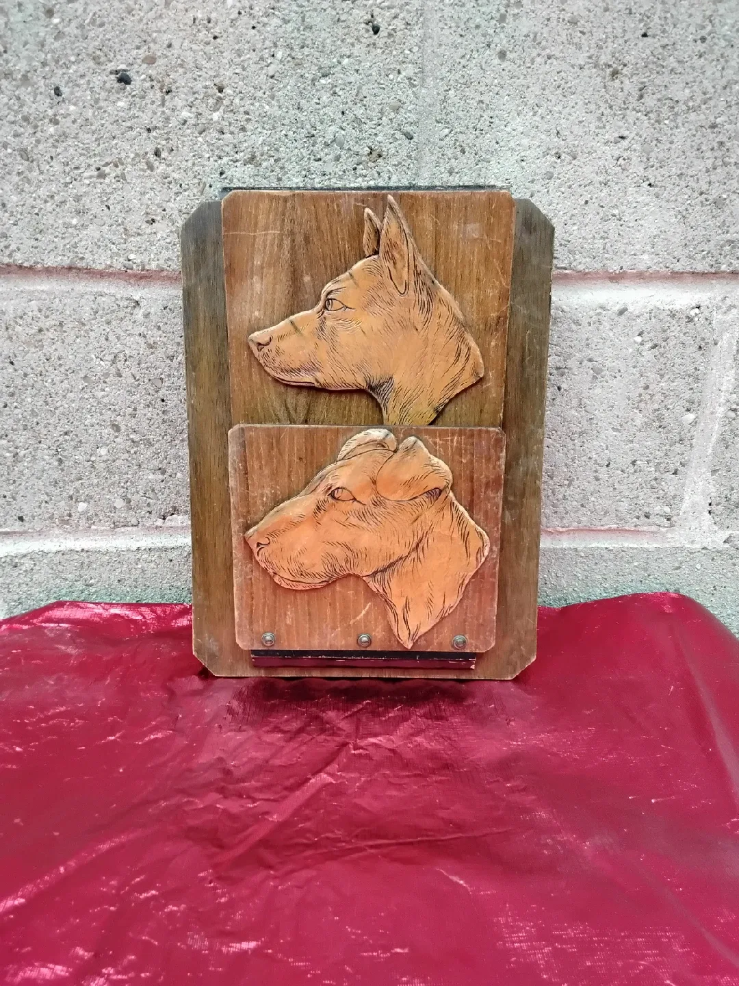 VINTAGE Wooden Dog Head Carved Wall Art Deco 🐕 1930s ~ 40s