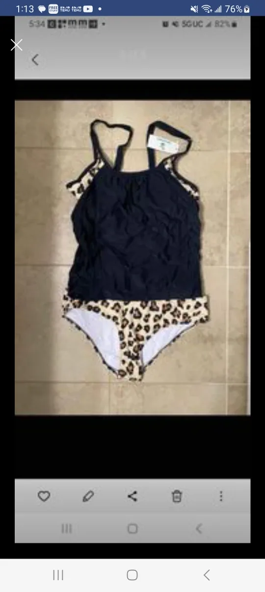 Beachsissi Black Leopard Print Tankini Swimsuit image indicator(2)