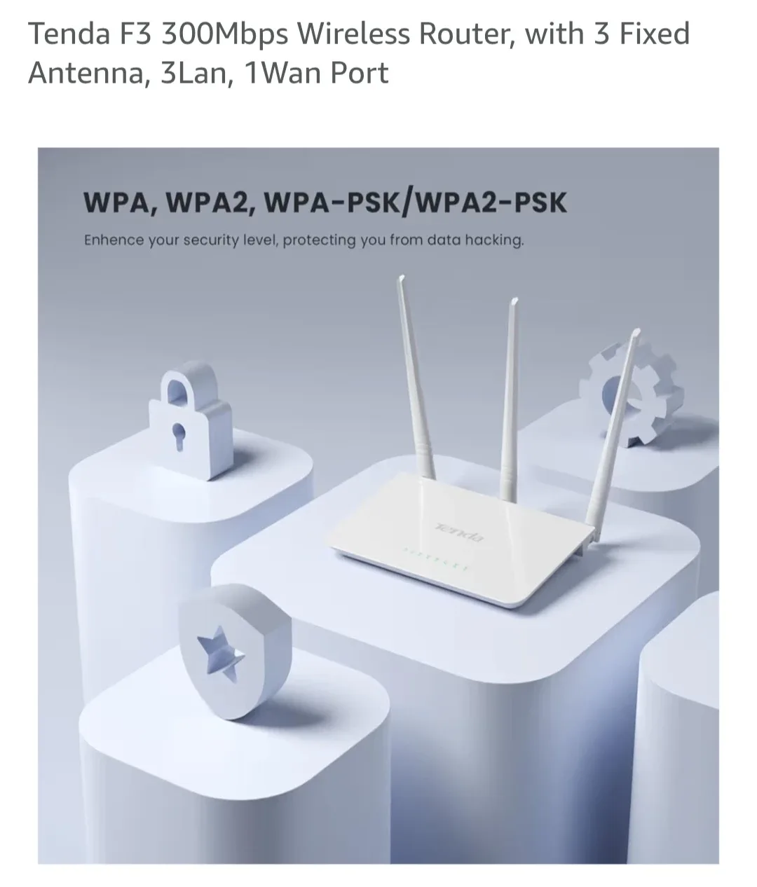 Tenda F3 300Mbps Wireless Router, with 3 Fixed Antenna, 3Lan, image indicator(7)