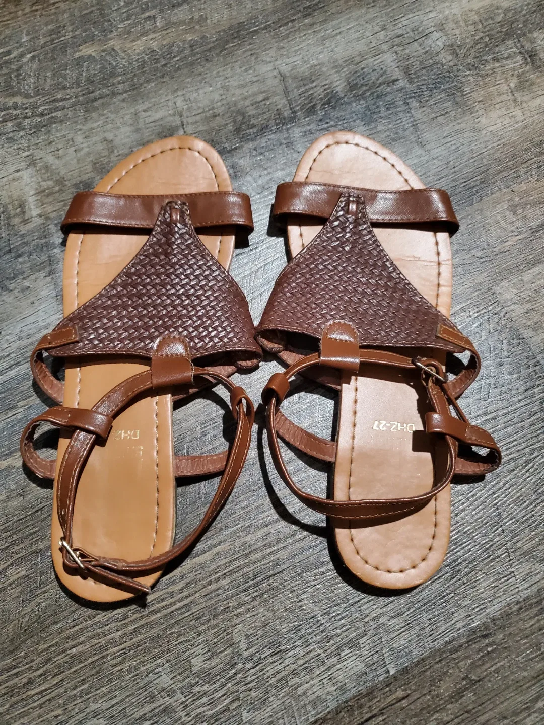 Brown Leather Sandals, Size 39
