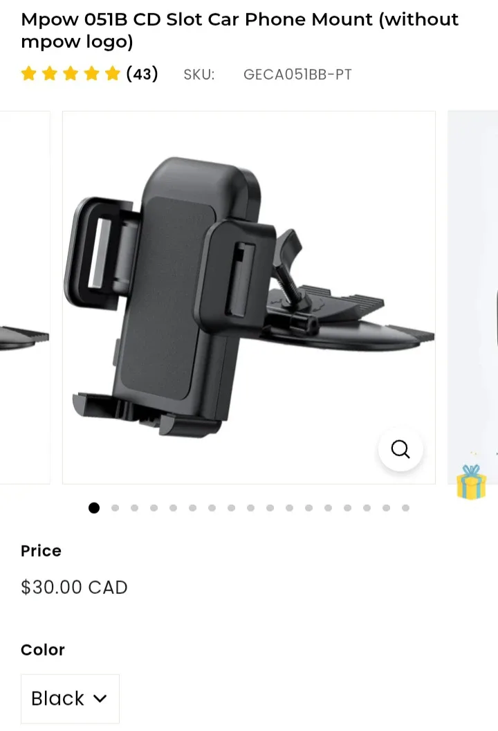 NEW!  Mpow 051BB CD Slot Car Phone Mount - Black image indicator(2)