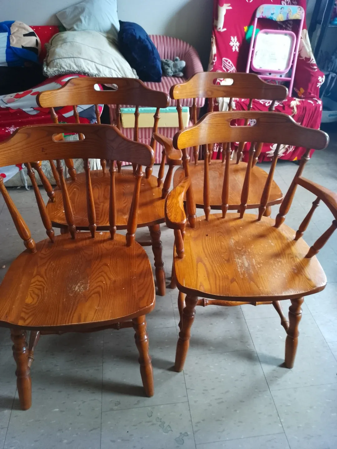 Set of 4 Wooden Dining Chairs