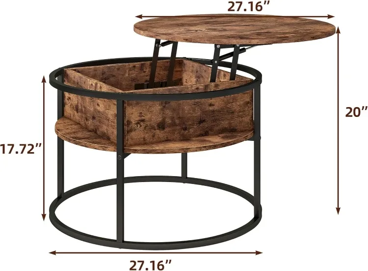 Round Lift Top Coffee Table with Storage image indicator(6)