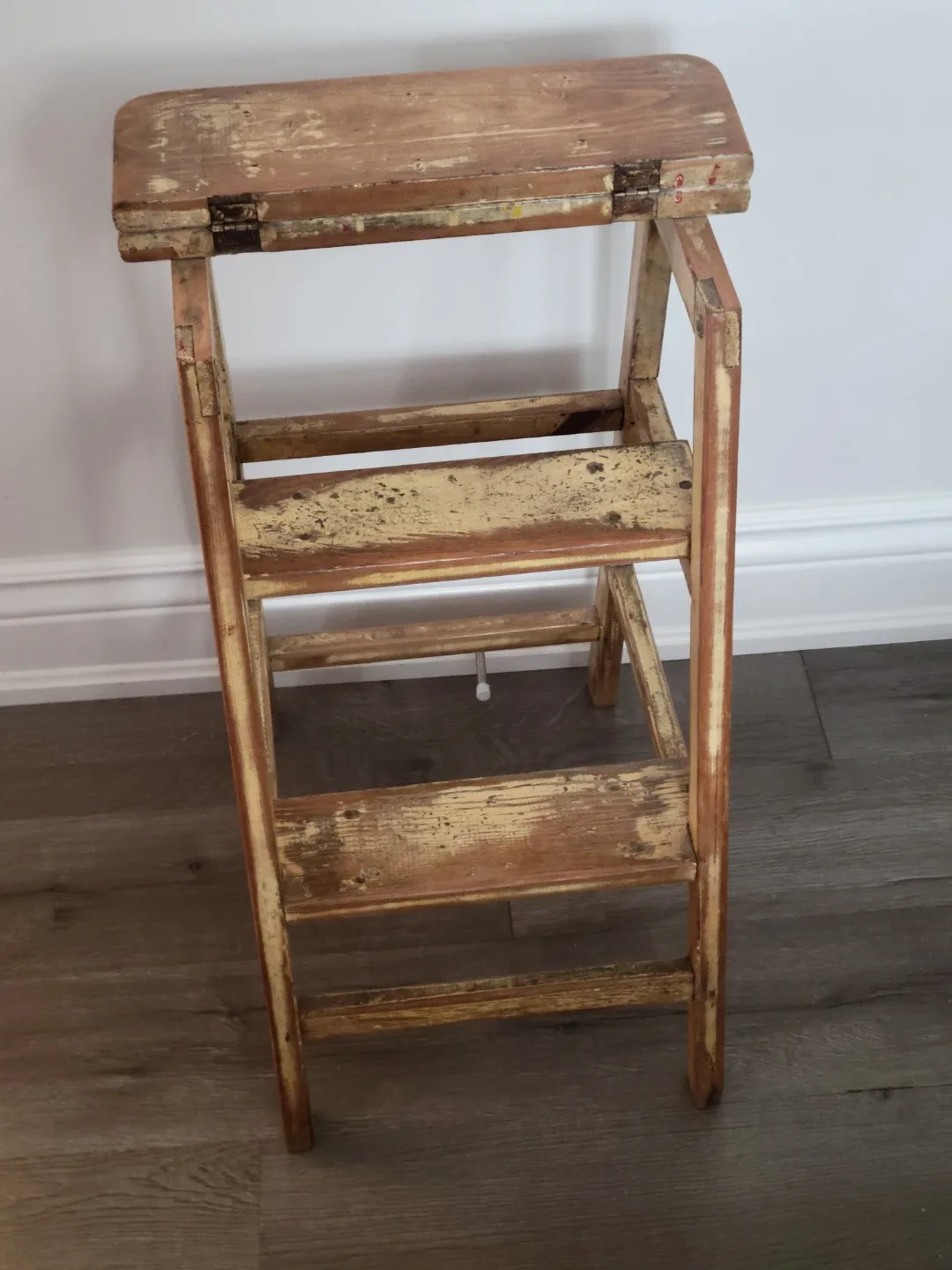 Vintage Wooden Step Stool Ladder. Vintage Wood Plant Stand image indicator(3)