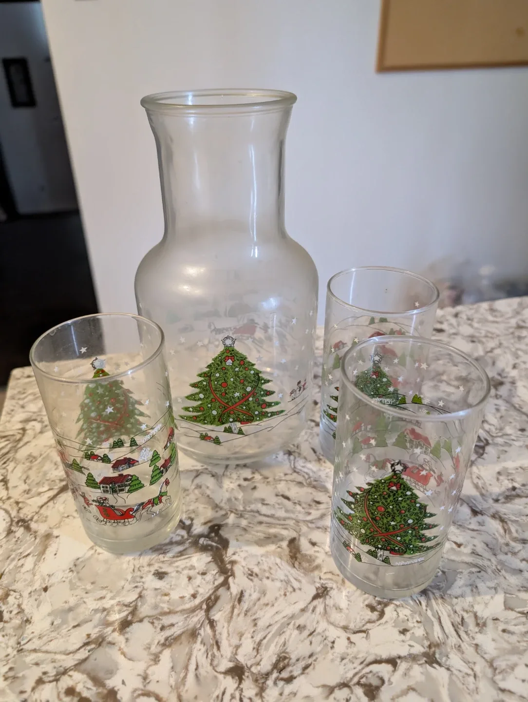 Christmas Tree Pitcher and Glass Set