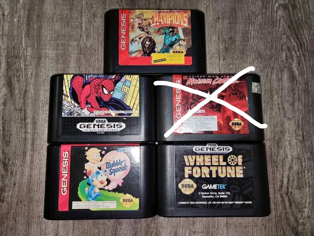 Sega Genesis Cartridges $45 for Lot CARNAGE SOLD thumbnail
