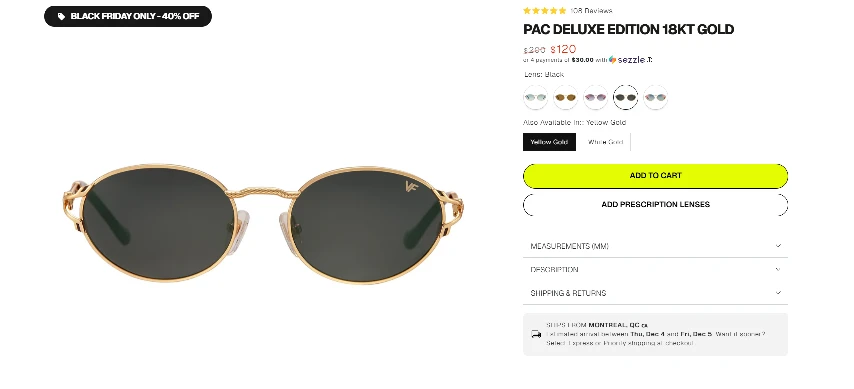18ct gold plated sunglasses