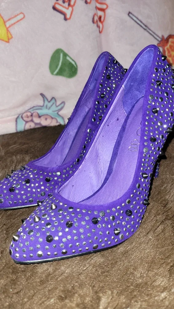 Aldo Perusia-S1 Purple Studded Heels - Size 7 image indicator(2)