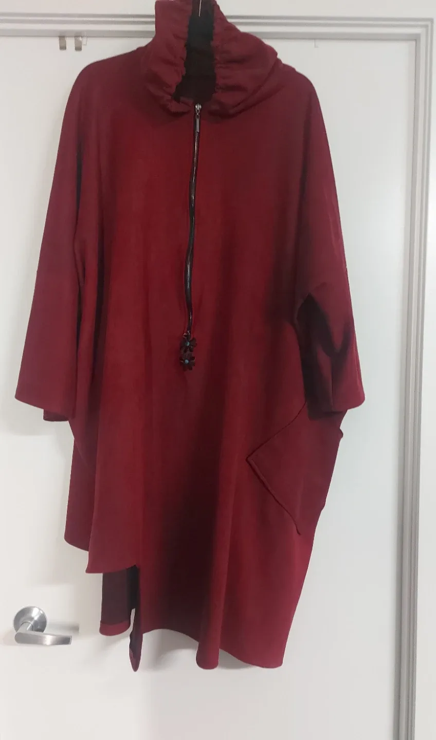 Burgundy Poncho Style Top thumbnail