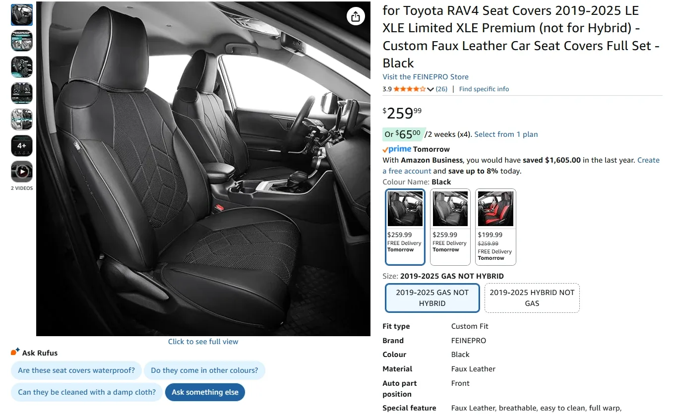 Toyota RAV4 Seat Covers BNIB image indicator(2)