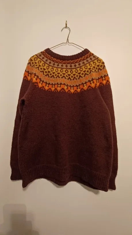 Brown Patterned Knit Sweater
