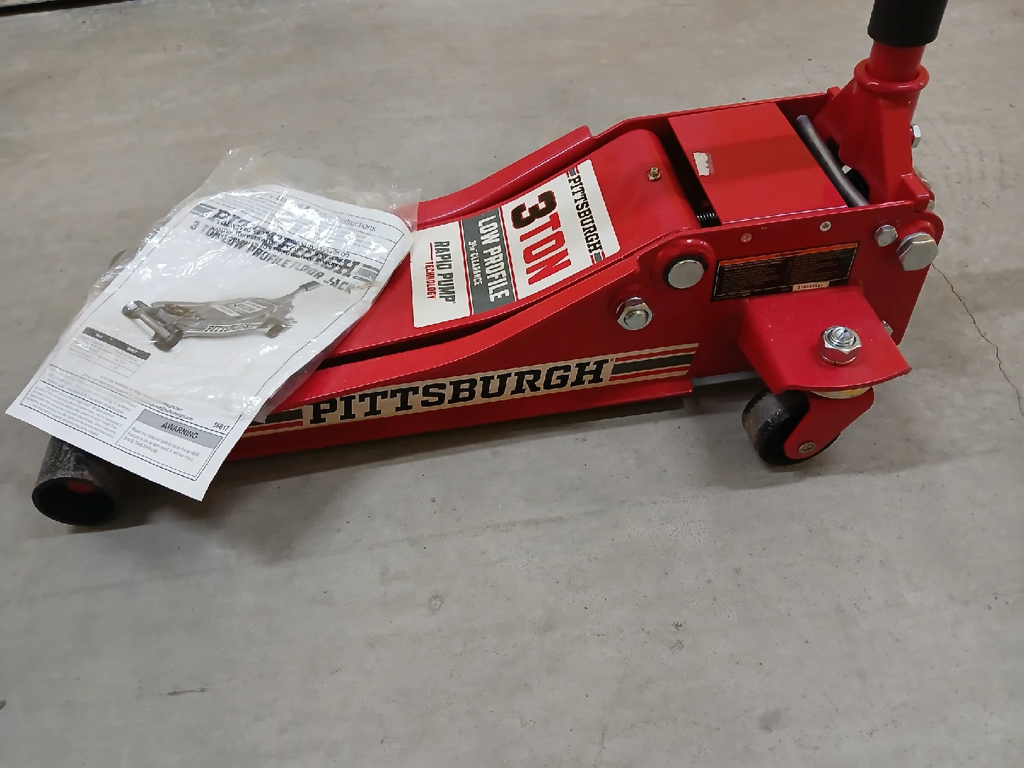 Pittsburgh 3 Ton Low Profile Floor Jack - Red - photo 2