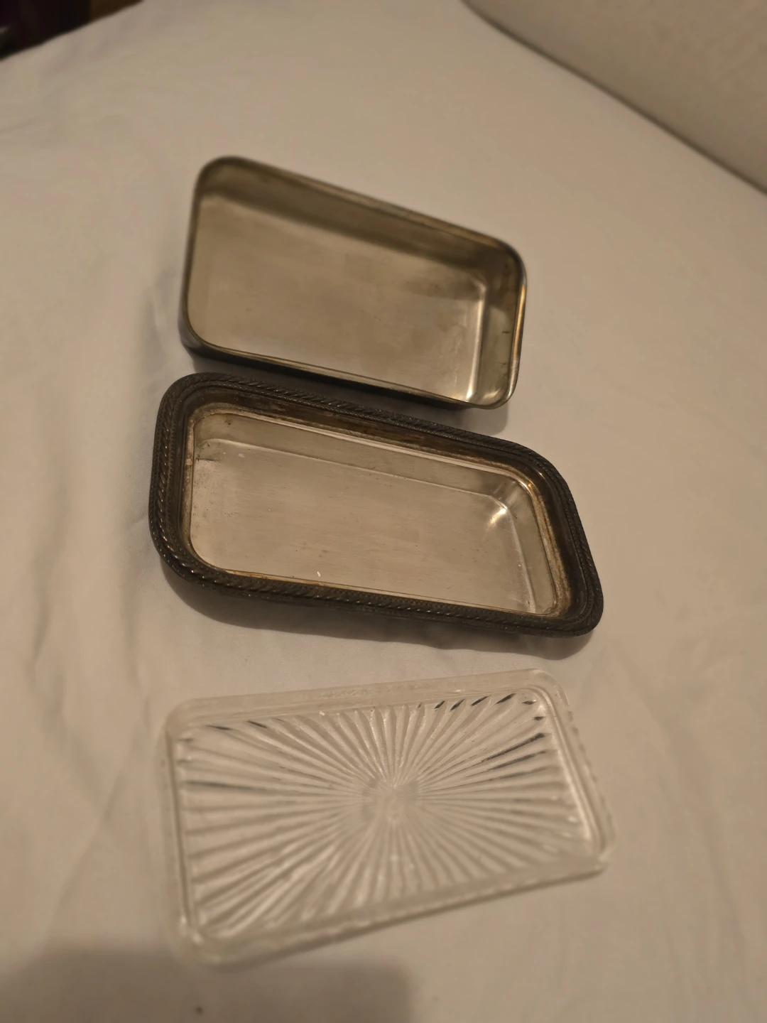 TRAVEL SALE! Silver Plated Butter Dish with Glass Insert - photo 3