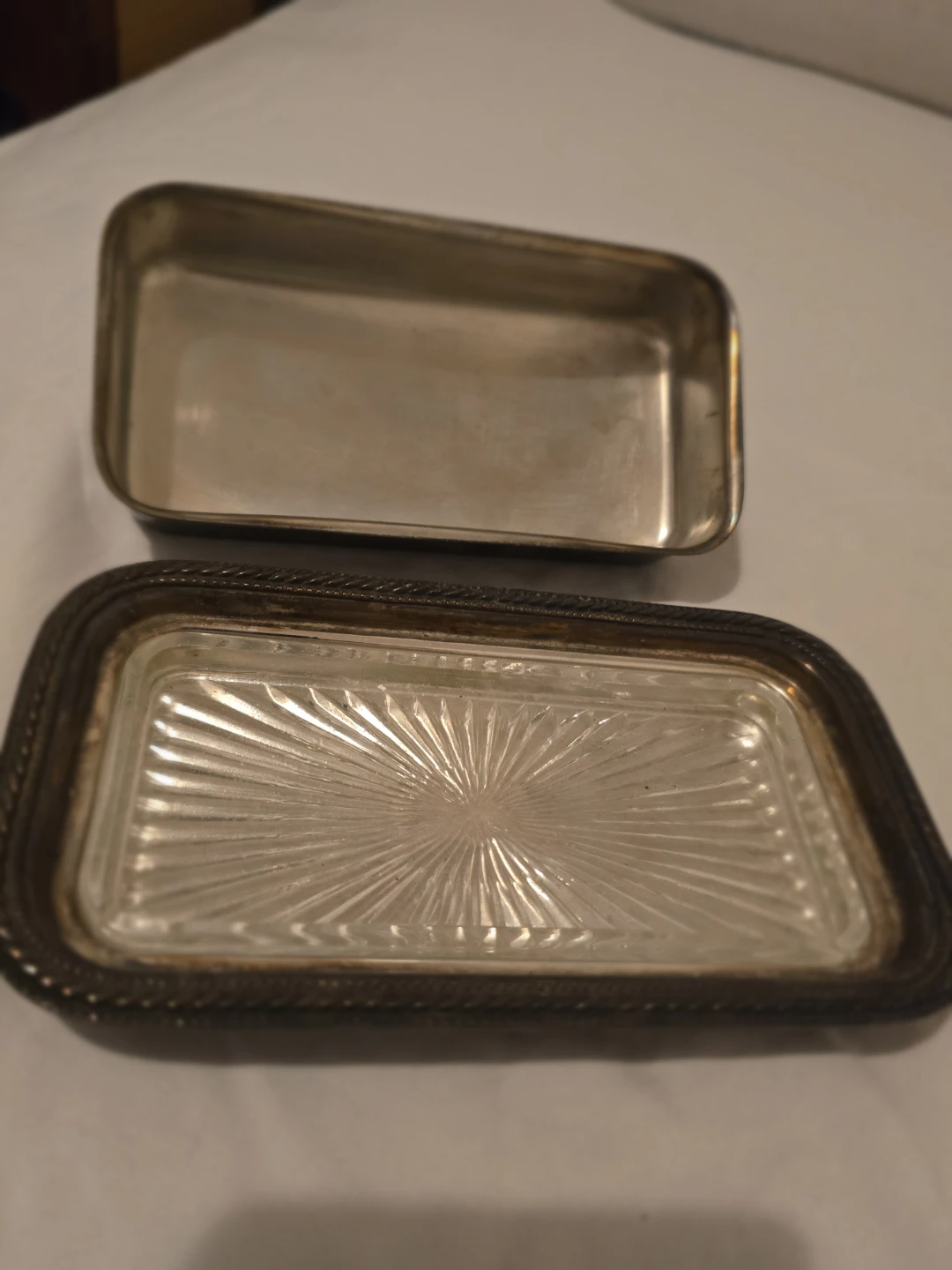 TRAVEL SALE! Silver Plated Butter Dish with Glass Insert - photo 4