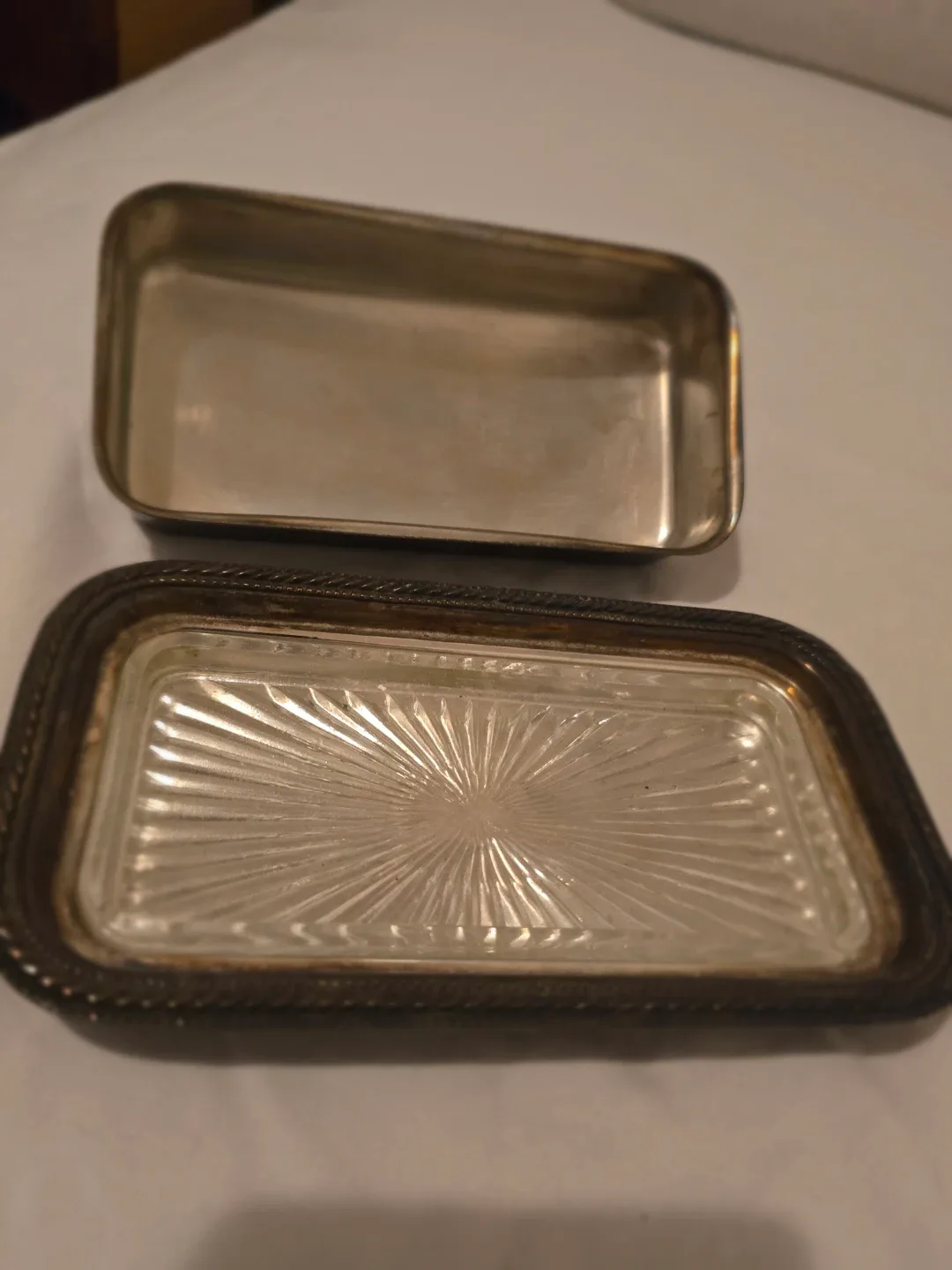 Vintage Silver Plated Butter Dish with Glass Insert image indicator(4)