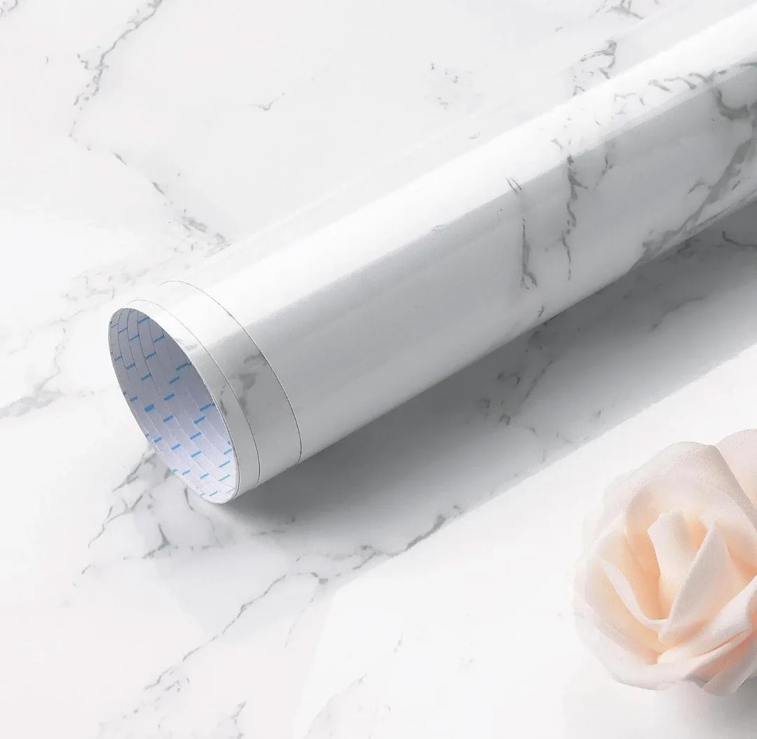 White Marble Pattern Vinyl Peel & Stick Wallpaper  78.7"×15.7" thumbnail
