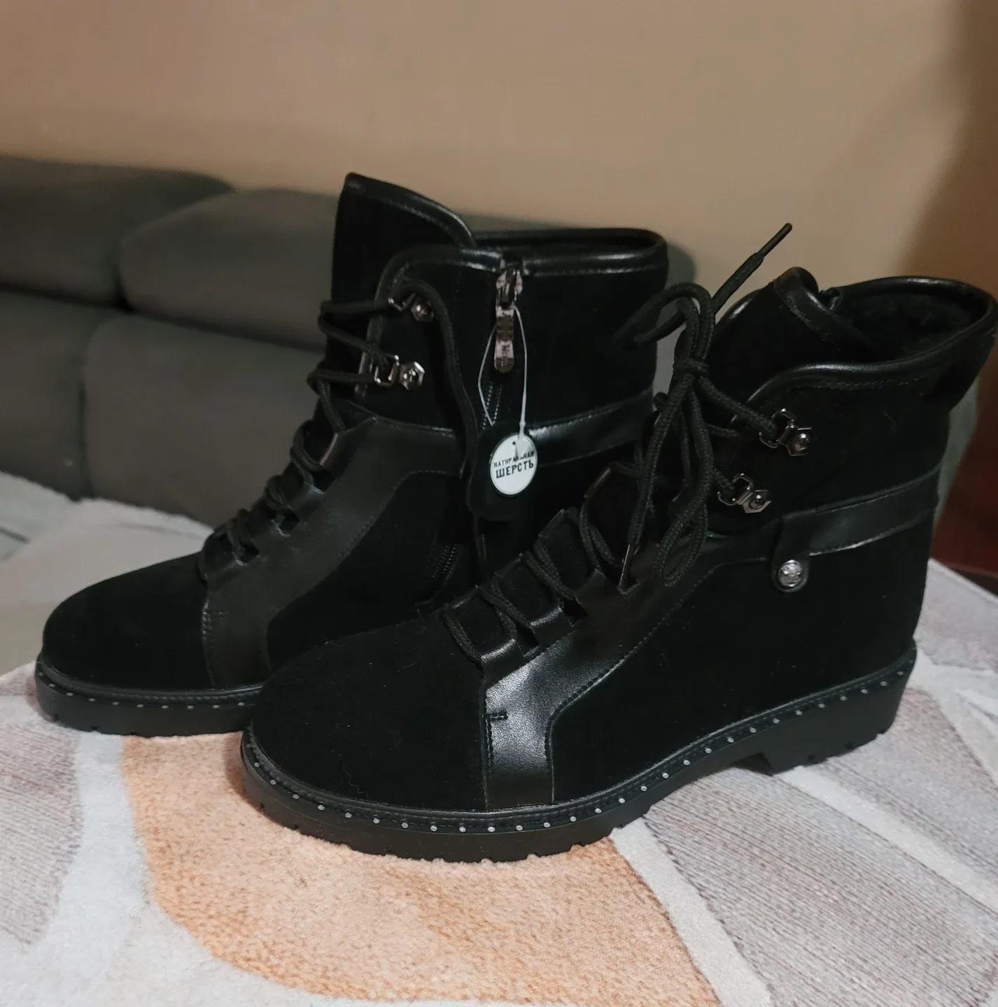 Black Lace-Up Ankle Boots thumbnail