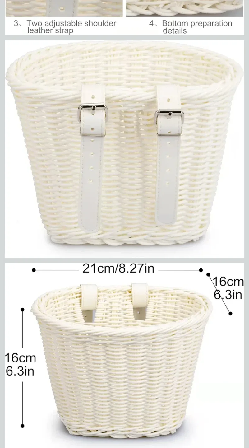 Wicker-like Plastic Waterproof Bike Basket image indicator(3)
