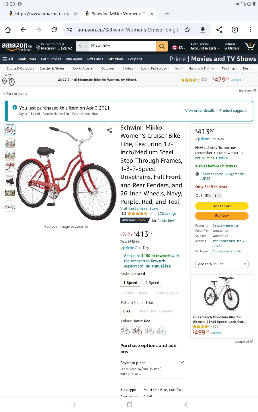 Schwinn Mikko Women's Cruiser Bike - Red  BRAND NEW - photo 2