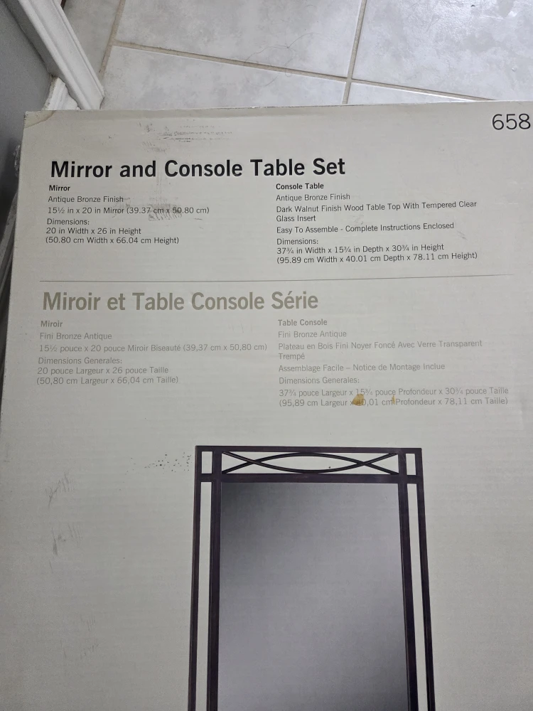 Mirror and Console Table Set - Antique Bronze Finish - photo 3
