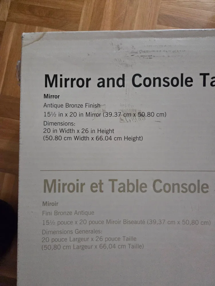 Mirror and Console Table Set - Antique Bronze Finish image indicator(6)