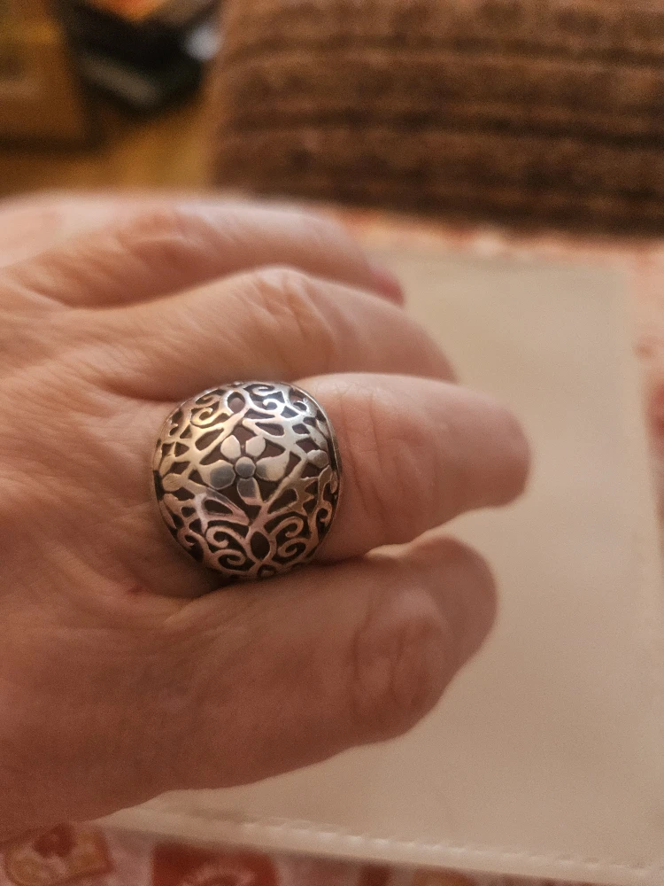 VTG  Solid Sterling Silver Ring Flower Filigree 7.5