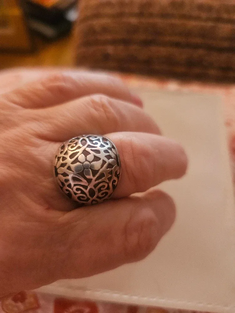 VTG  Solid Sterling Silver Ring Flower Filigree 7.5