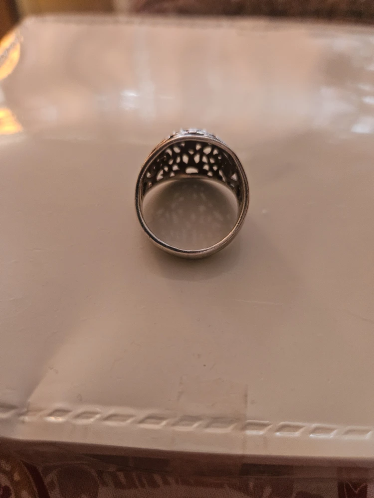 VTG  Solid Sterling Silver Ring Flower Filigree 7.5 - photo 3