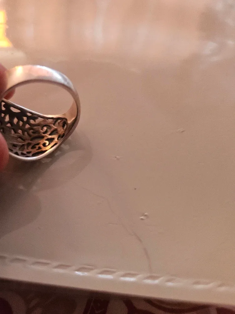 VTG  Solid Sterling Silver Ring Flower Filigree 7.5 image indicator(4)