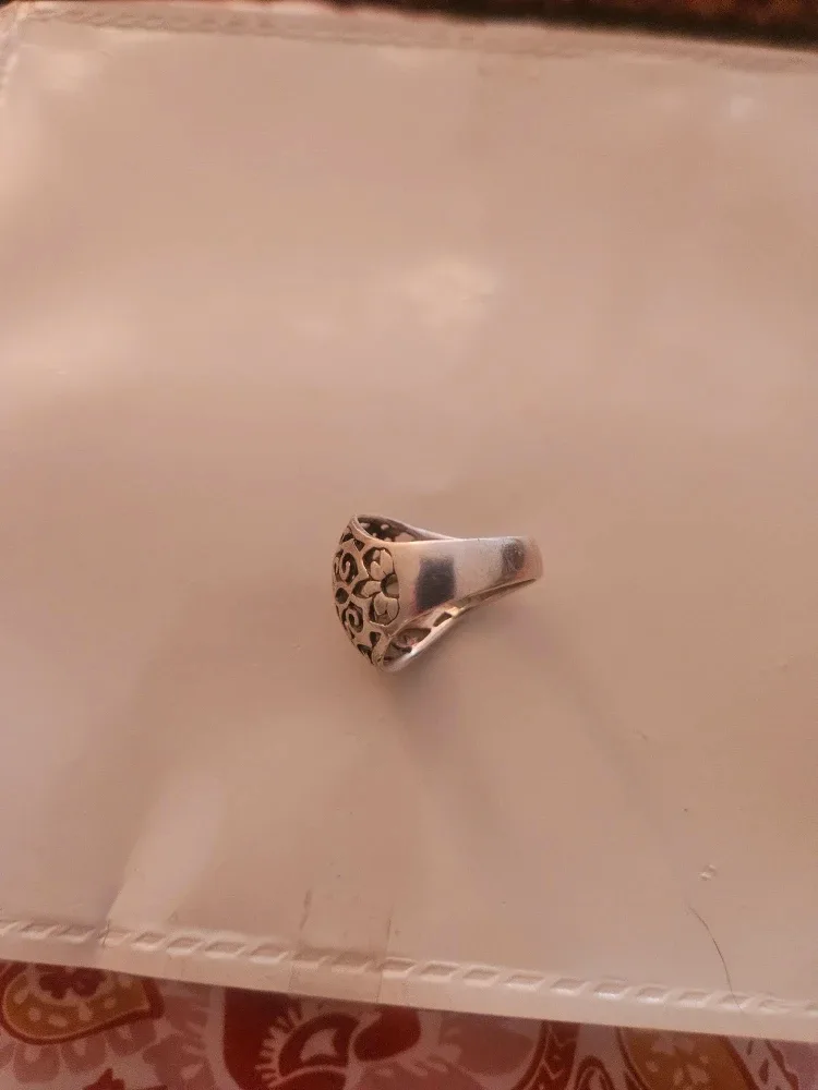 VTG  Solid Sterling Silver Ring Flower Filigree 7.5 image indicator(5)