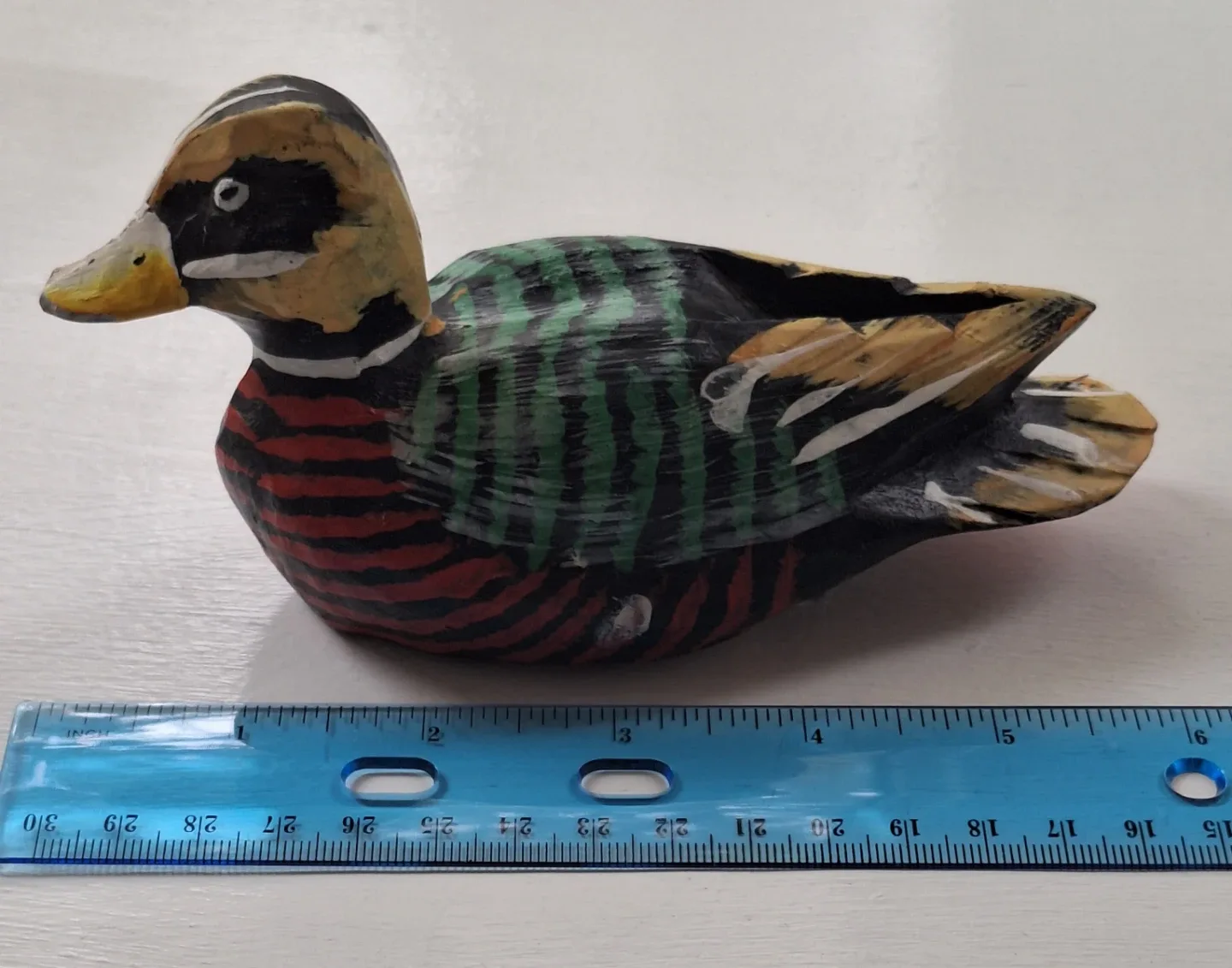 Vinrage Hand Carved and Hand Painted Wooden Duck Figurine image indicator(3)